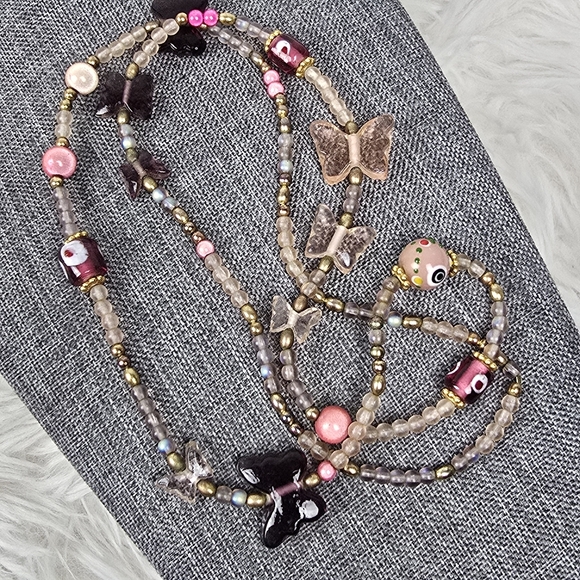 Vintage Pullover Butterfly Bead Necklace - Picture 2 of 12